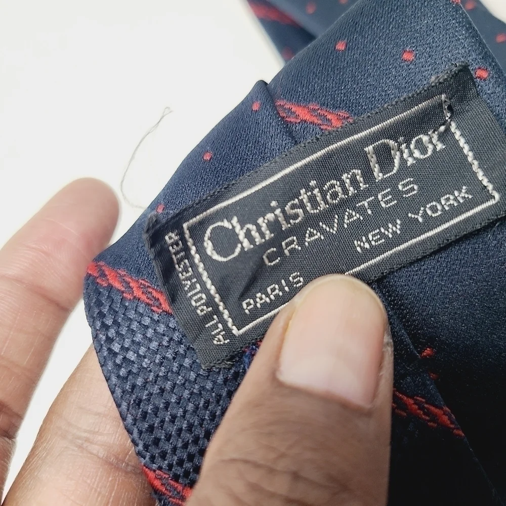 Christian Dior | Men's Navy and Red Mixed Print Tie (One Size)